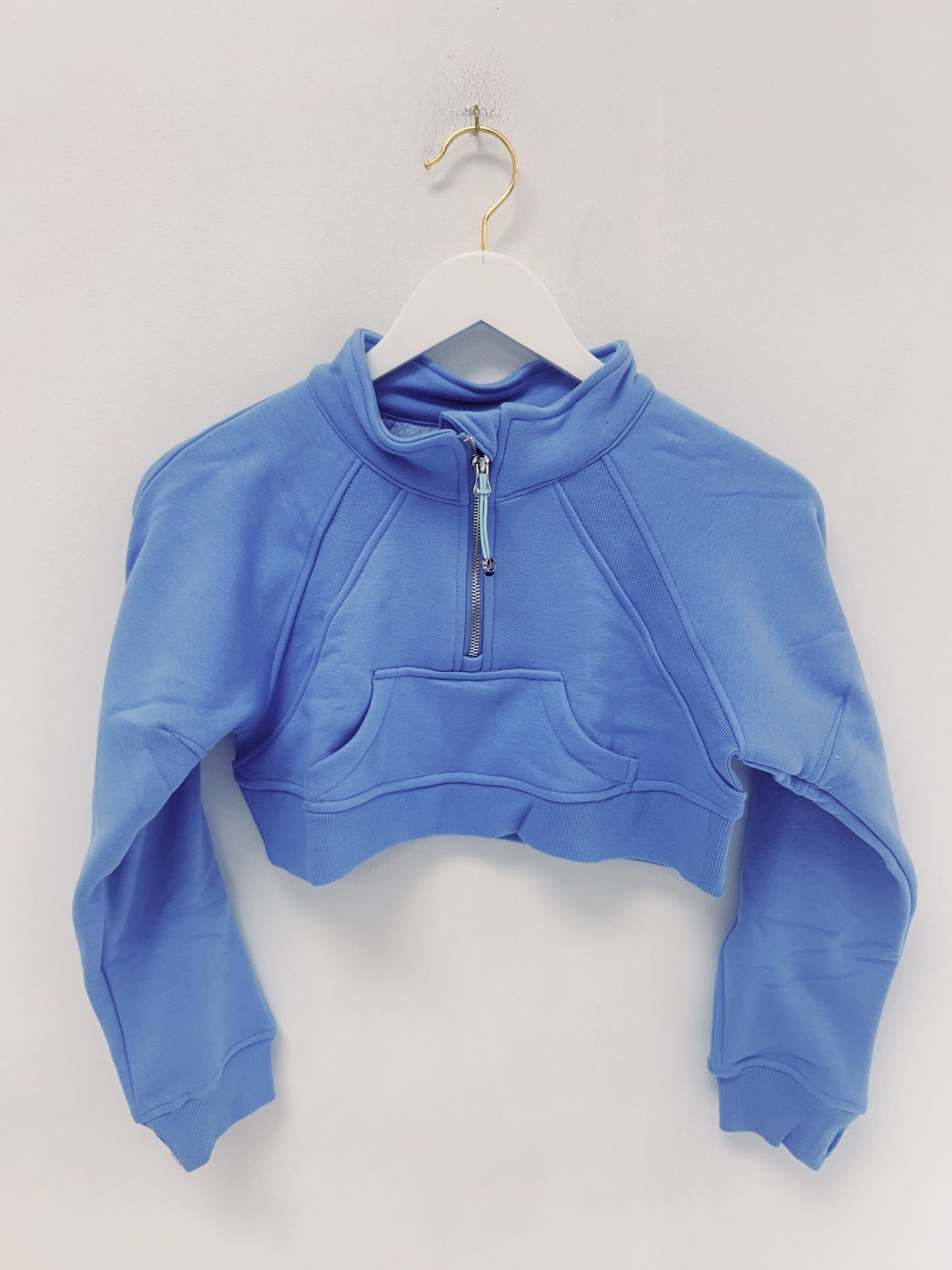 Azarhia Cropped 1/4 Zip Sweatshirt- Light Blue