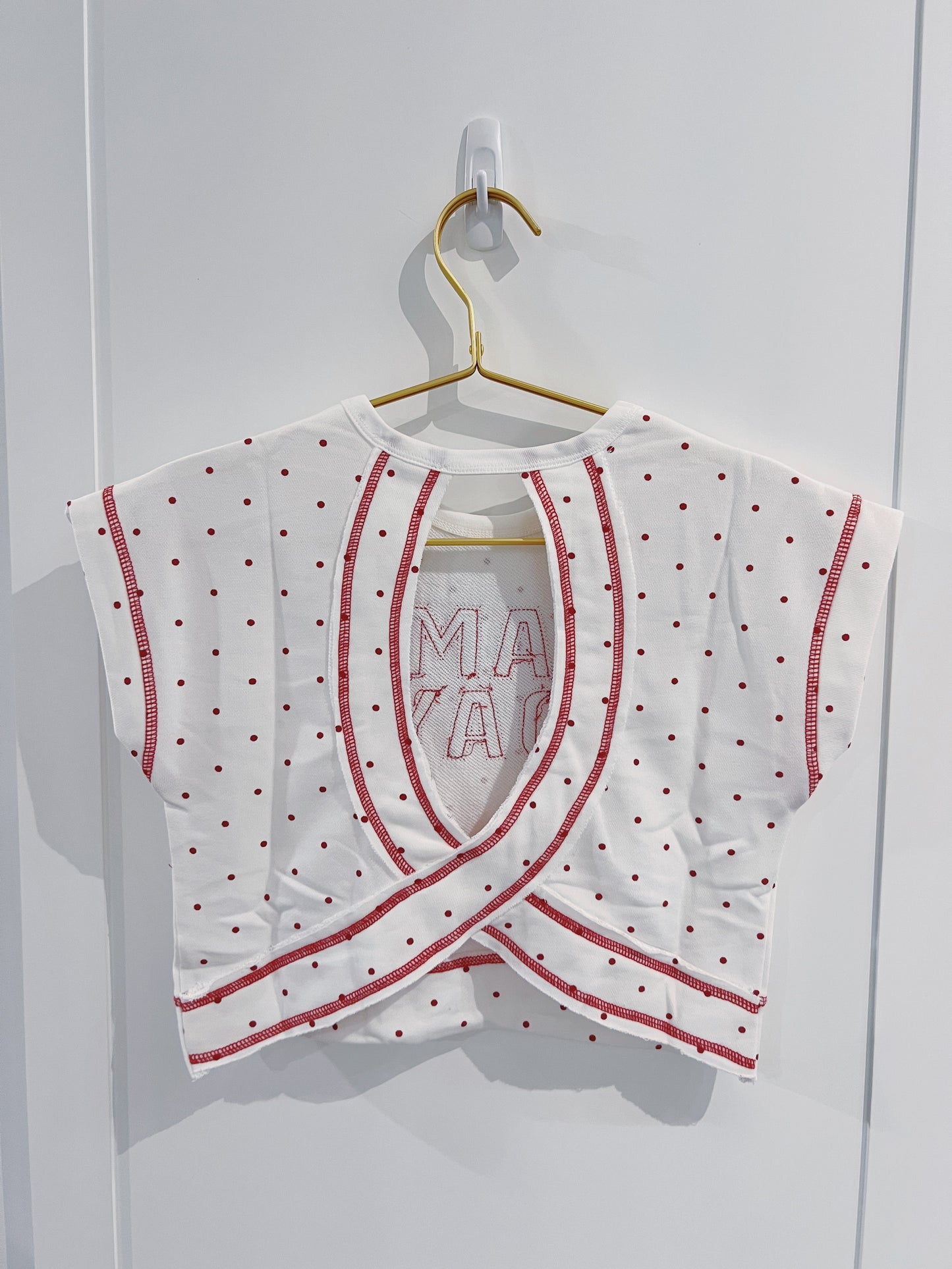 Hayden Crimson Polka Dot Game Day Top