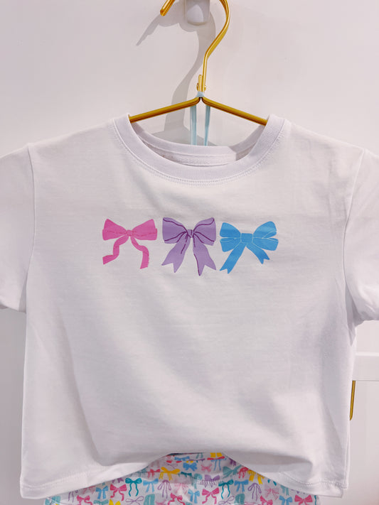 Pastel Bows White Boxy Tee