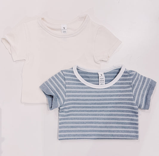 White/Grey Seamless Rib Tee 2 Pack