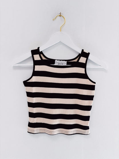 Sadie & Sage Black/Ivory Stripe Rib Tank