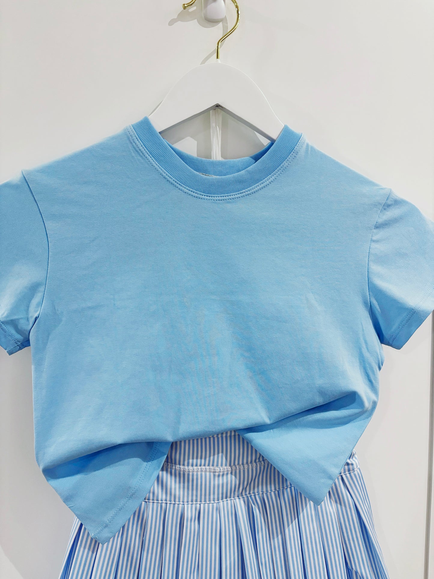 Azarhia Solid Boxy Tee- Light Blue