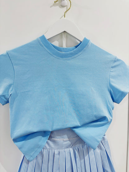 Azarhia Solid Boxy Tee- Light Blue