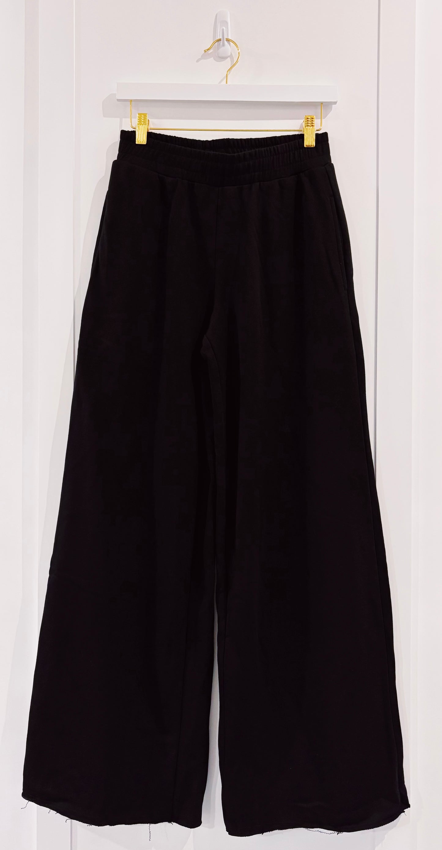 Black Wide Leg Cotton Jogger Sweatpants