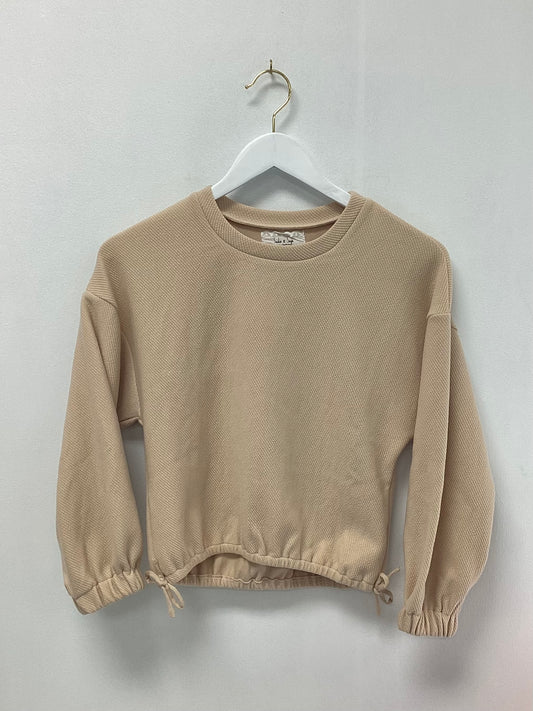 Sadie & Sage Beige Side Tie Knit Top