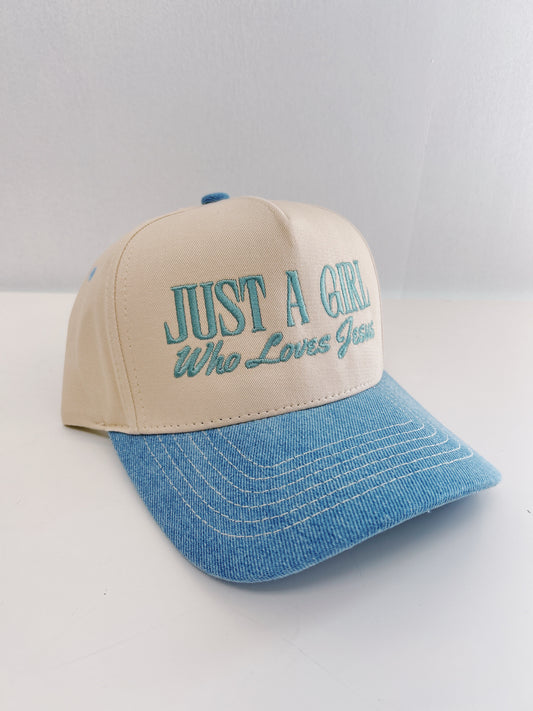 Just a Girl Who Loves Jesus Hat- Denim