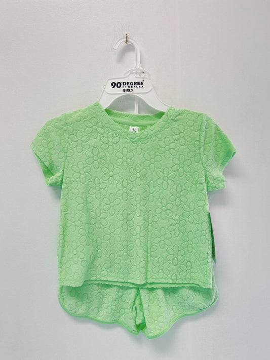 Daisy Green Terry Cloth Short Set
