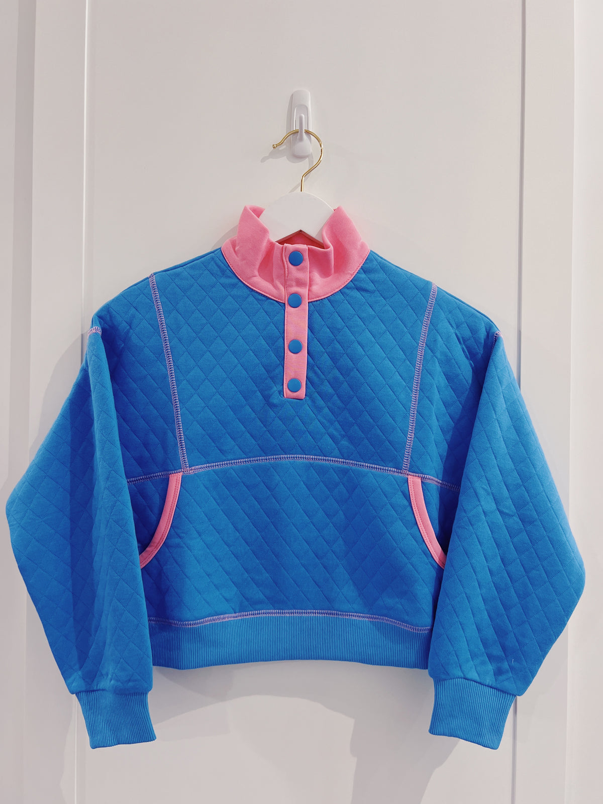 Peach Love Royal Blue/Pink Quilted 1/4 Zip