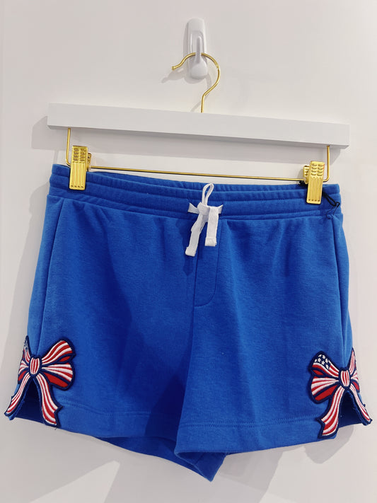 Paper Flower Dazzling Blue Side Cut Out Bow Shorts