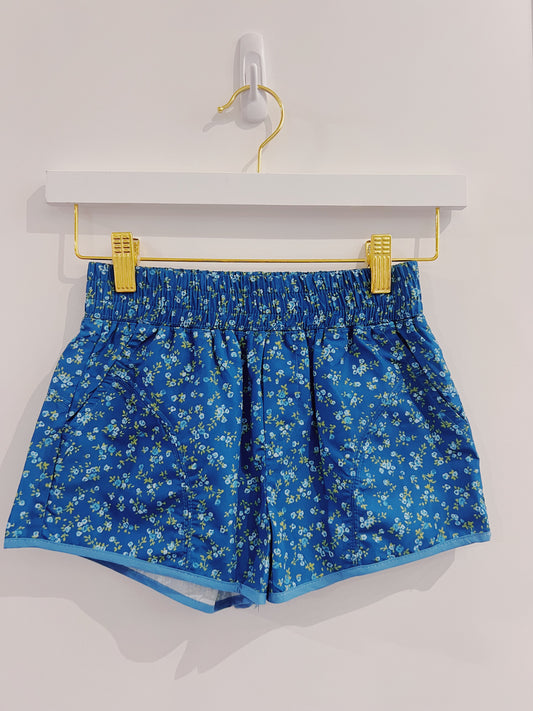 Peach Love Blue Ditsy Flower Sporty Short
