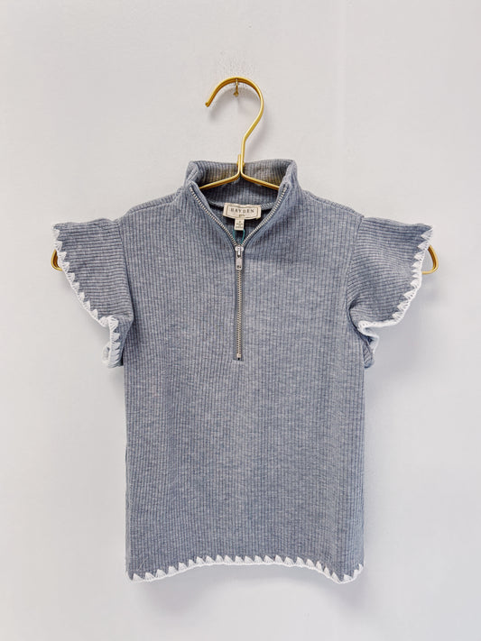 Hayden Grey Zipper Top