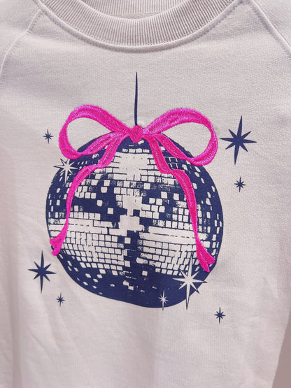 Paper Flower Embroidered Bows & Disco Ball Sweatshirt