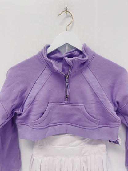 Azarhia Cropped 1/4 Zip Sweatshirt- Lavender