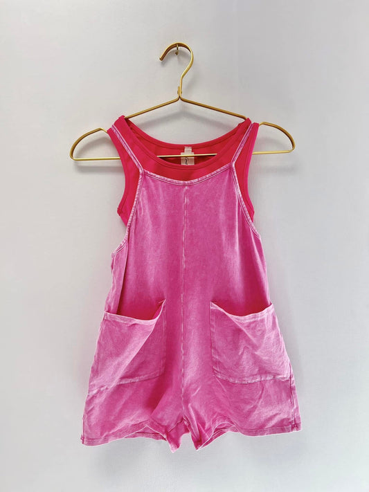 Good Girl Mineral Wash Pink Romper