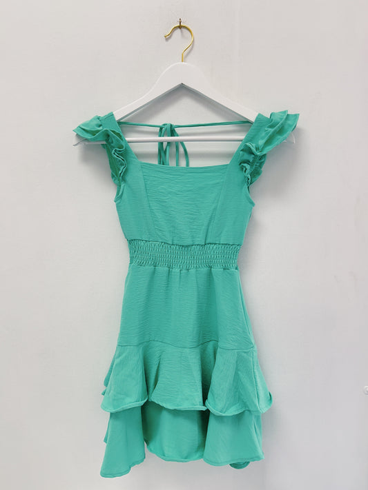 Miss Behave Mint Tracy 2 Tier Smocked Waist Dress