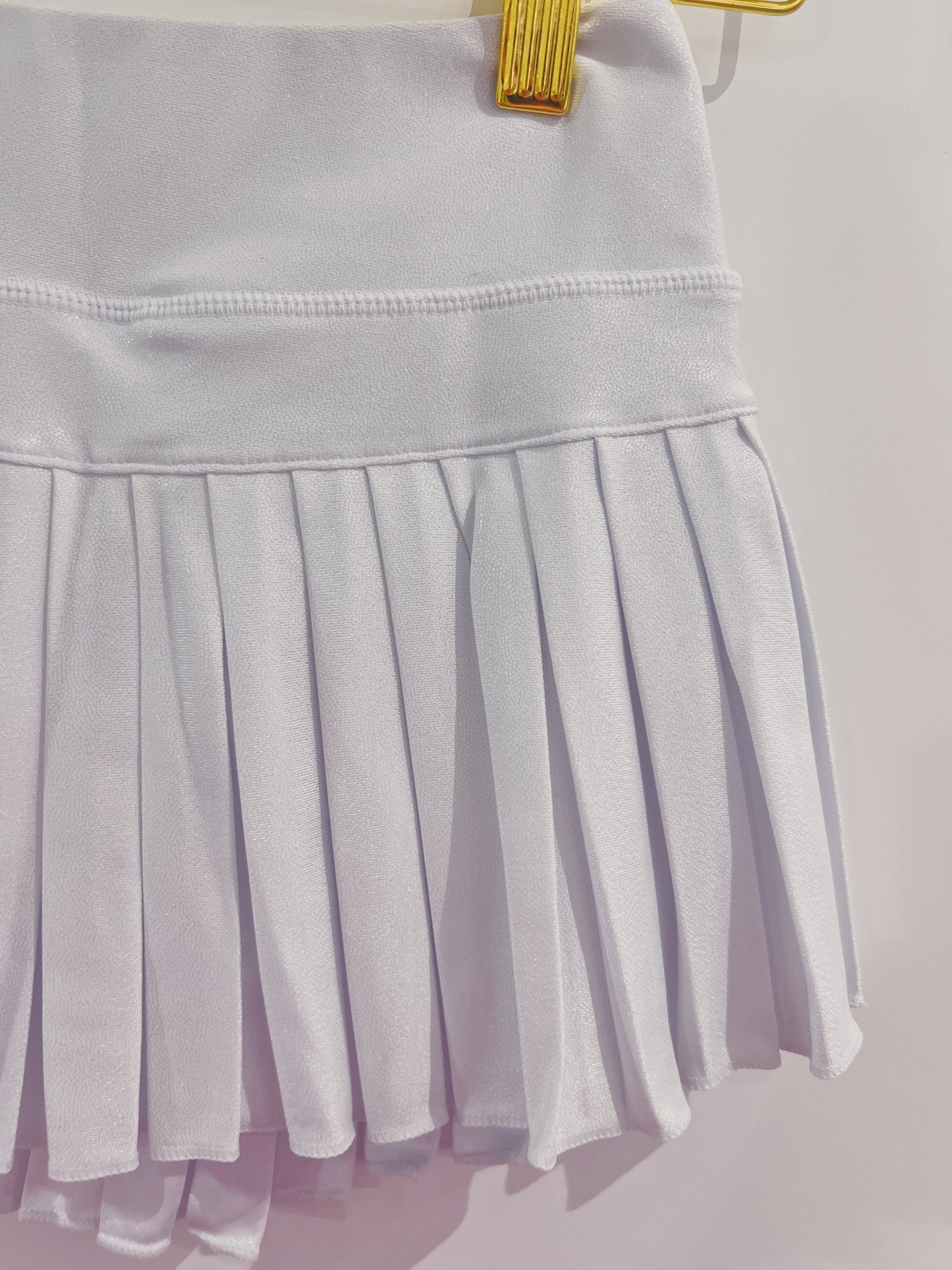 White Shimmer Mini Pleated Skort