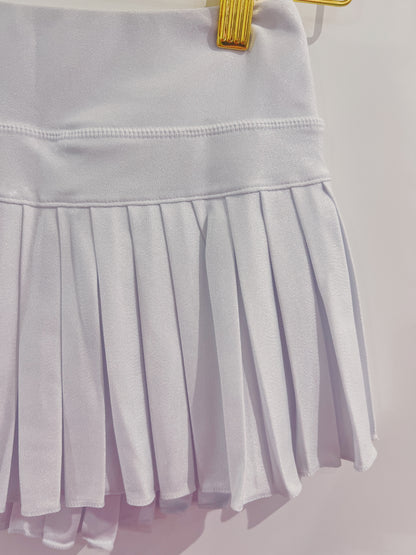 White Shimmer Mini Pleated Skort