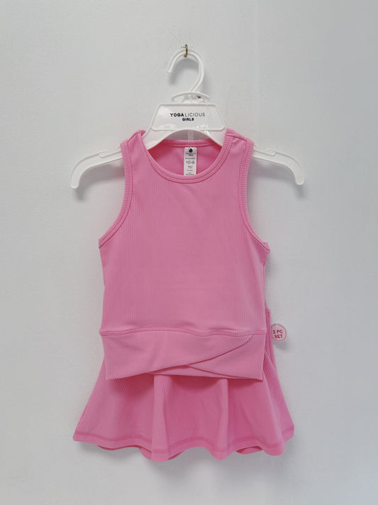 Pink Frosting Rib Crossover Tank/Skort Set