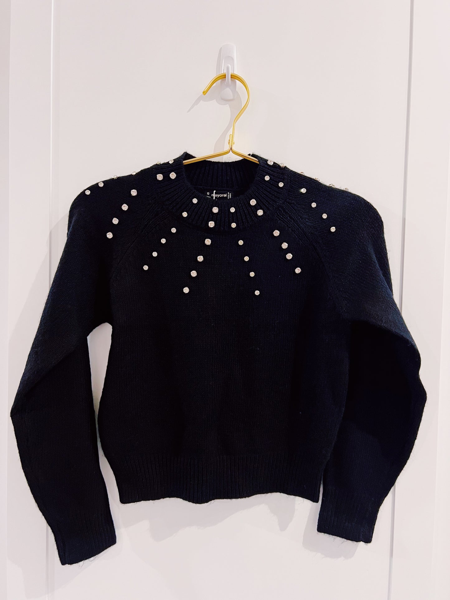 Mayoral Black Strass Applique Sweater