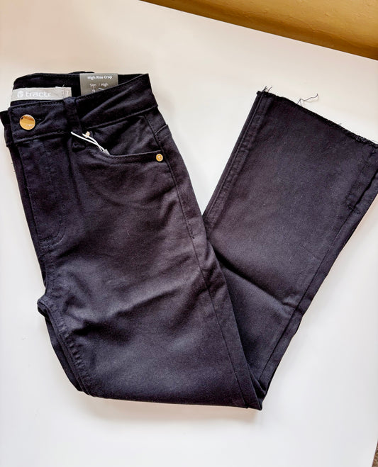 Tractr Black Crop Flare Denim