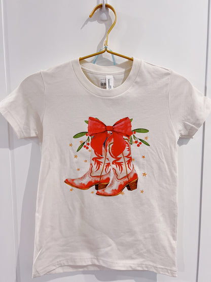 Vintage White Christmas Cowgirl Graphic Tee
