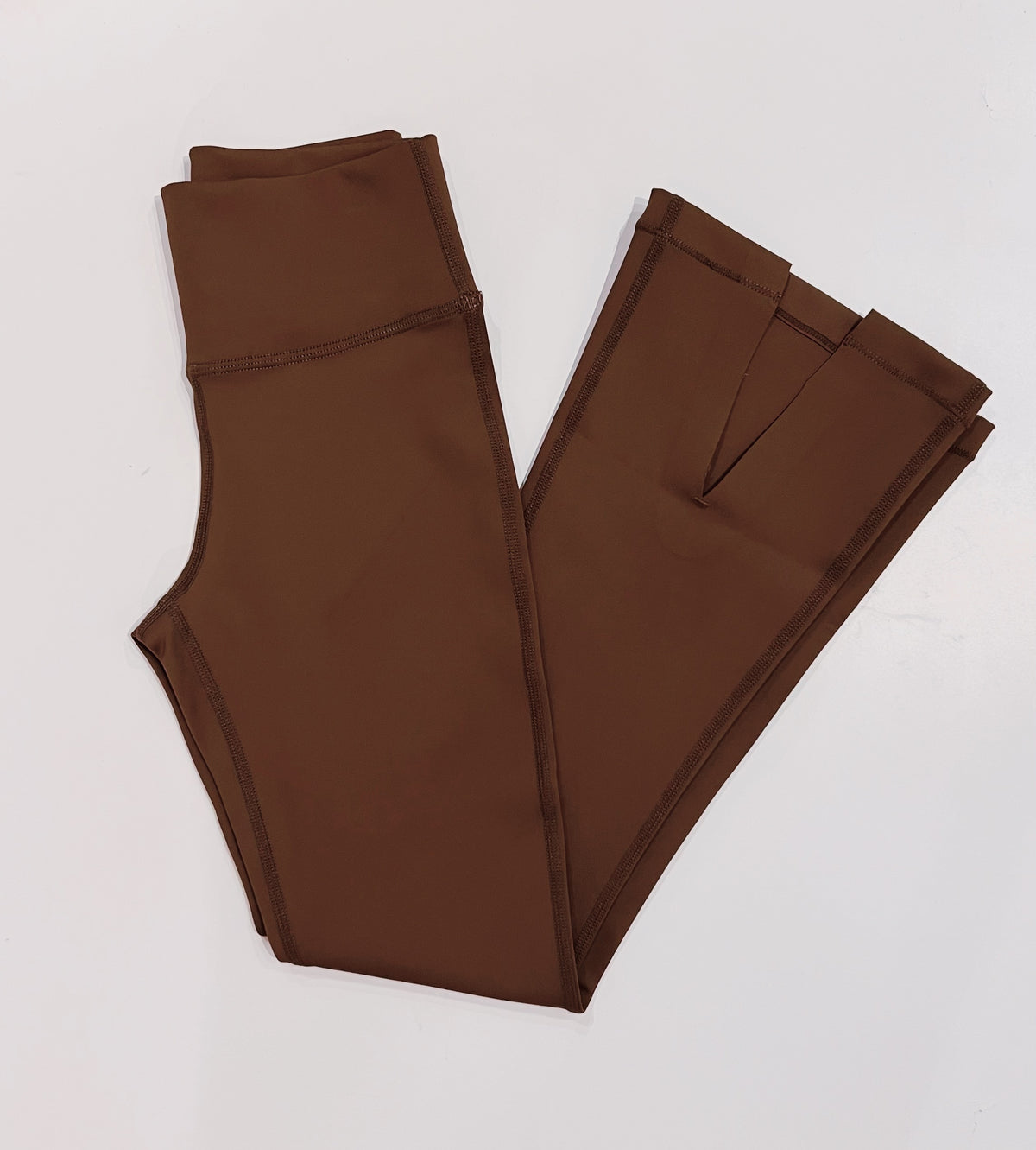 Pleat Brown Adele Split Flare Leggings