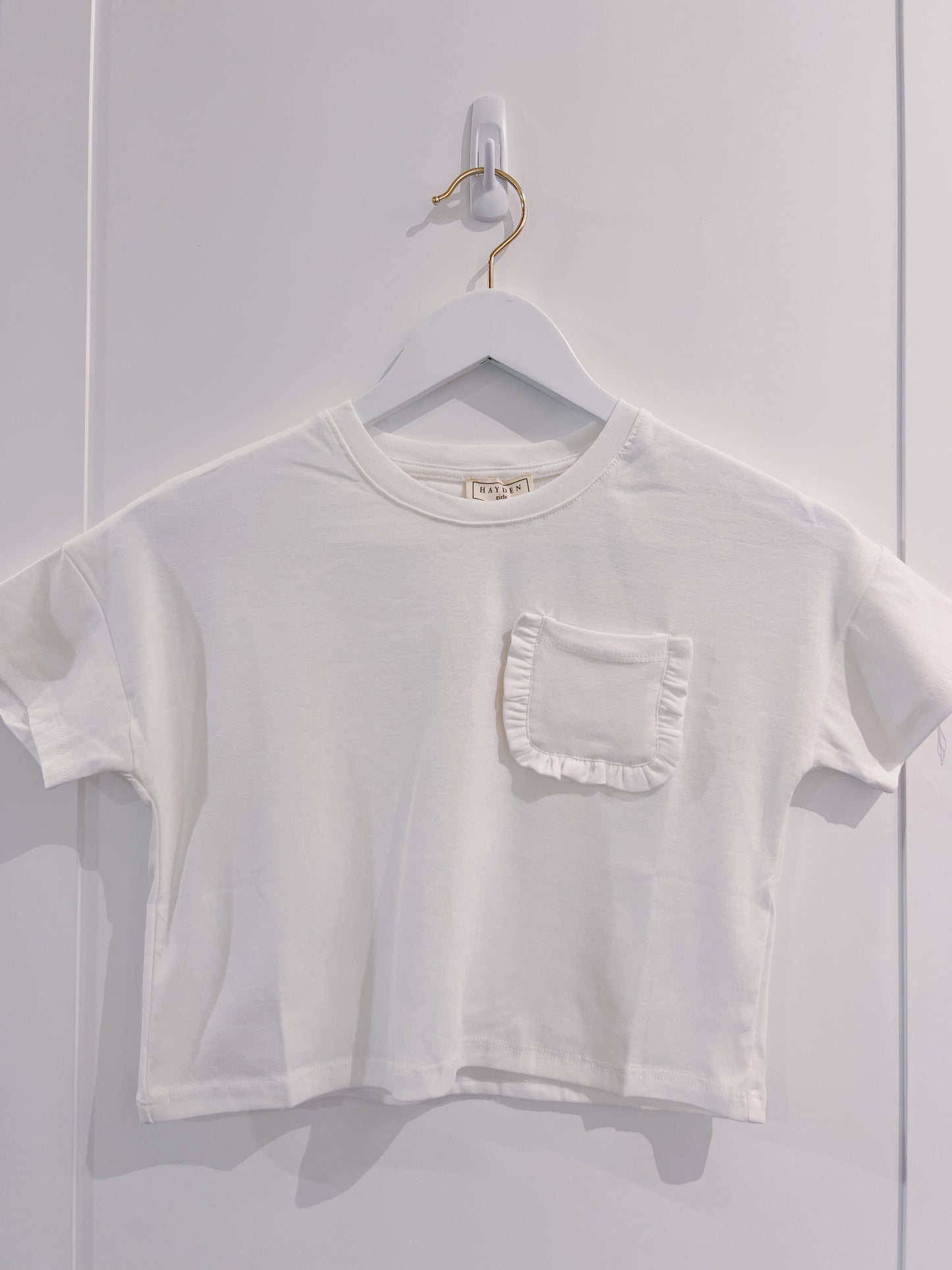 Hayden Off White Ruffle Pocket Tee