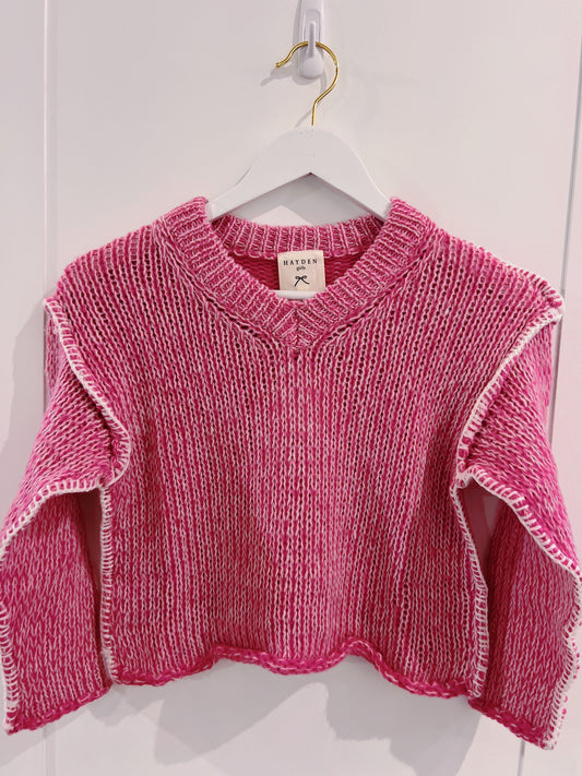 Hayden Pink V-Neck Sweater