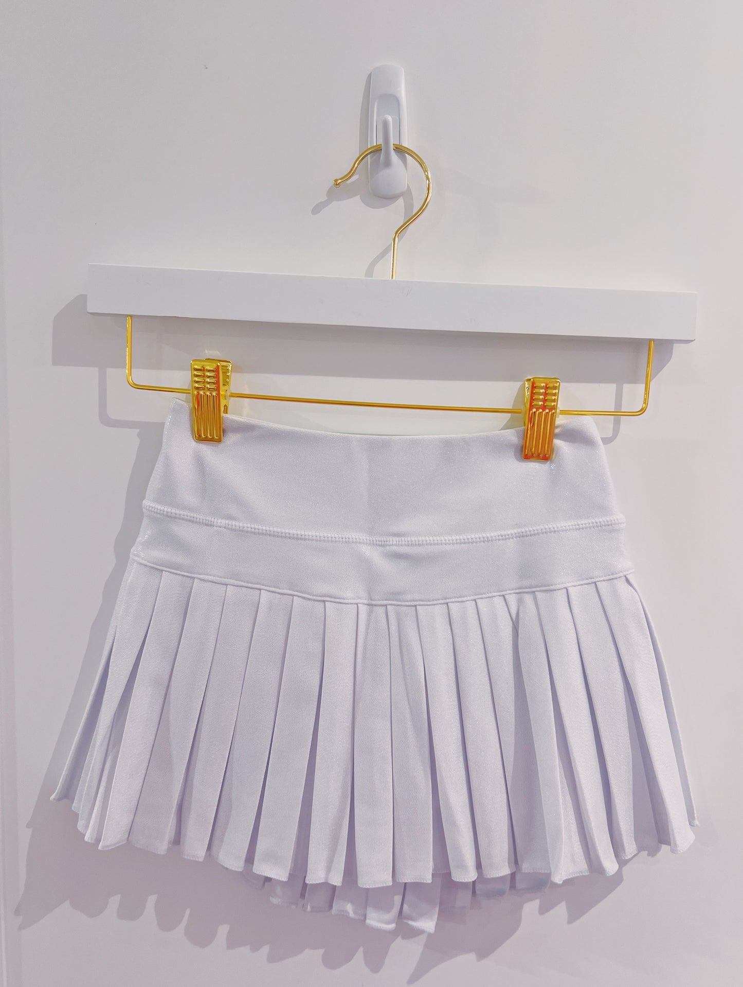 White Shimmer Mini Pleated Skort