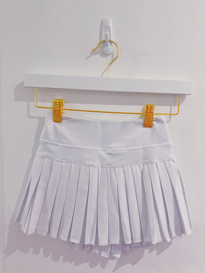White Shimmer Mini Pleated Skort