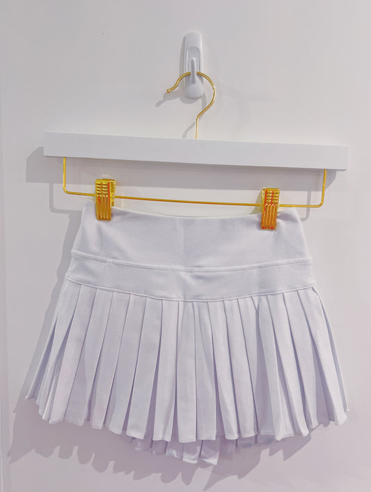 White Shimmer Mini Pleated Skort