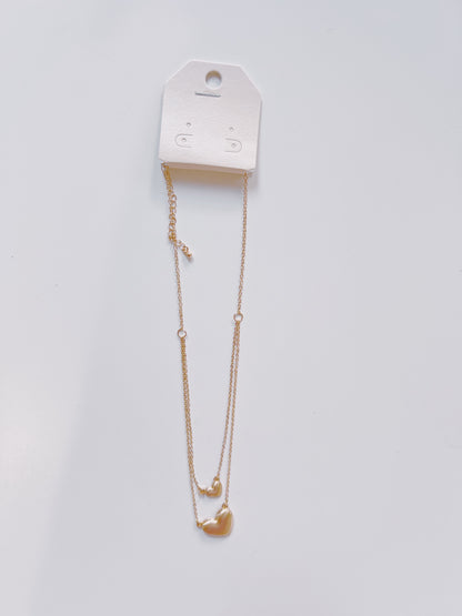 Gold 2 Layered Heart Necklace