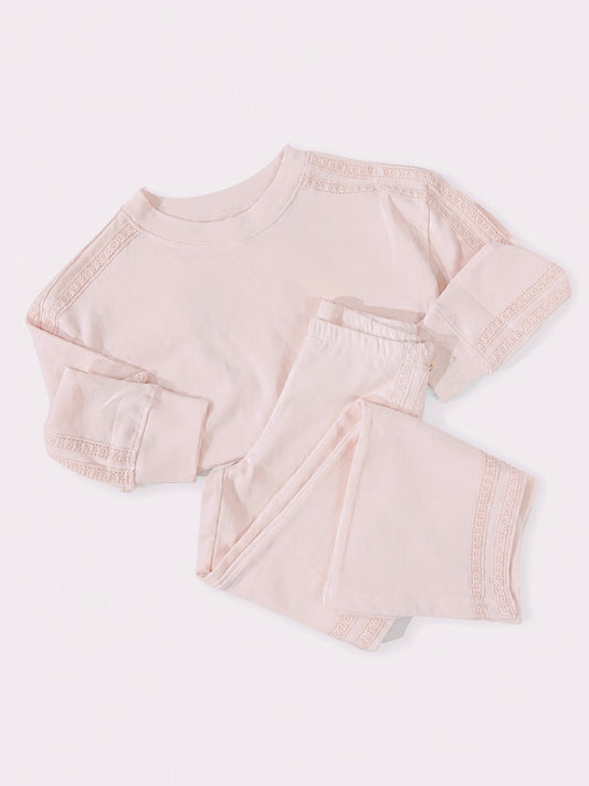 Sweet Soul Pink Lace Trim Lounge Set