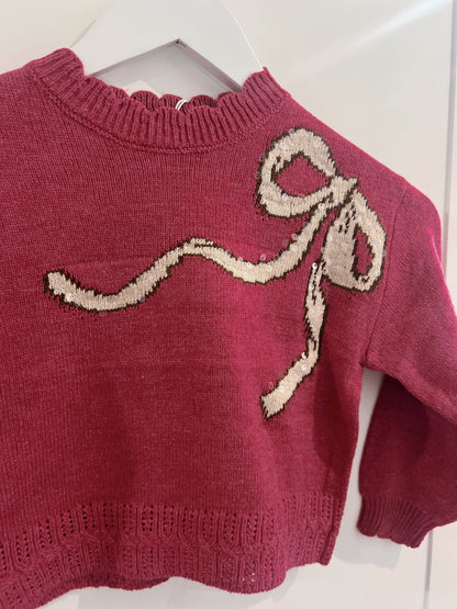 Mayoral Raspberry Bow Sweater