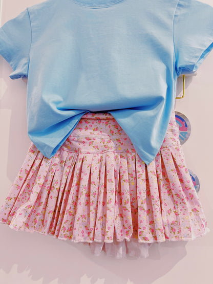 Azarhia Pretty in Pink Flowers Mini Pleated Skort