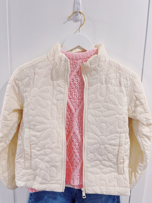 Love Daisy Cream Daisy Puff Pattern Jacket
