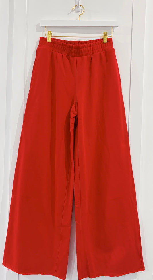 Red Wide Leg Cotton Jogger Sweatpants