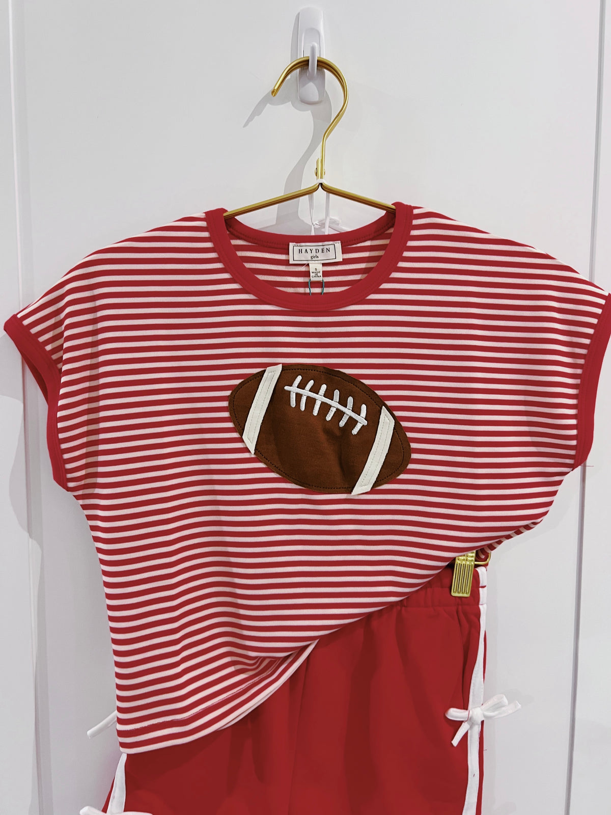 Hayden Red Football Patch Top