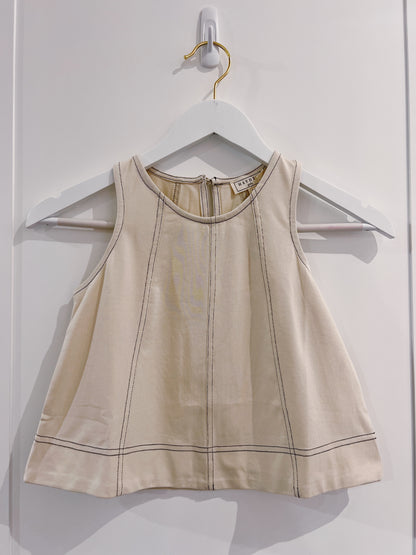 Hayden Beige Contrast Stitched Knit Tank