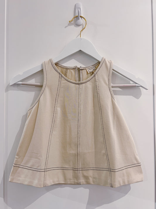 Hayden Beige Contrast Stitched Knit Tank