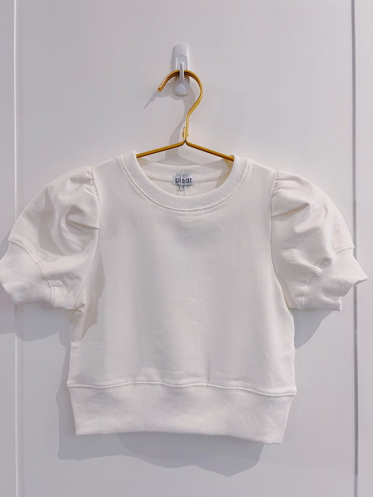 Pleat White Riley Sweatshirt