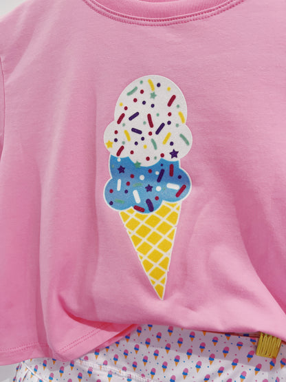 Pink Glitter Ice Cream Boxy Tee