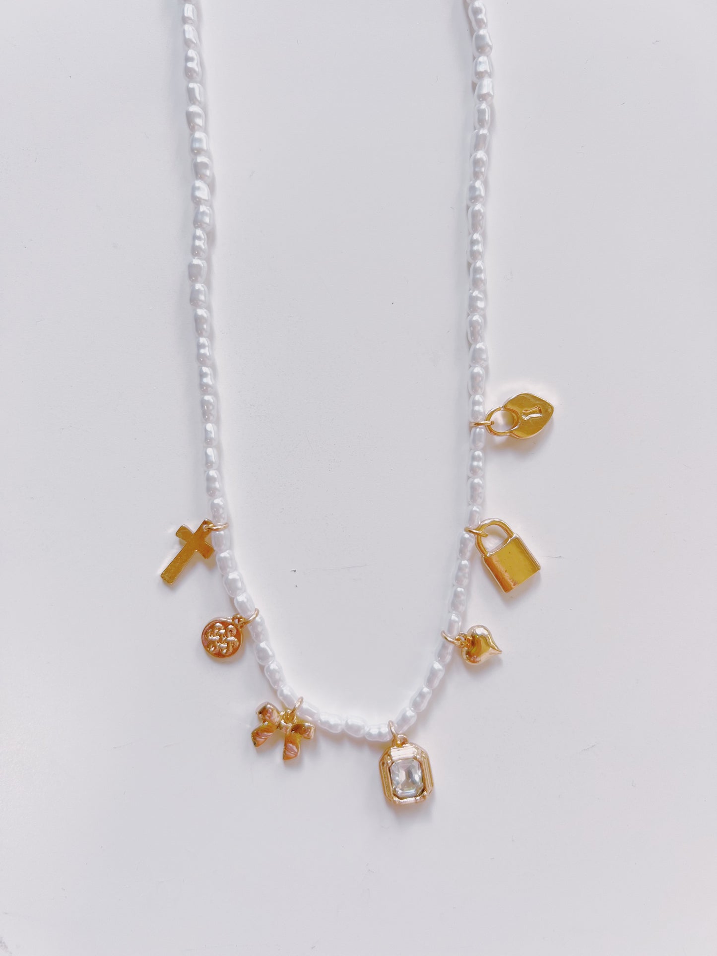 Gold Multi Cross Charm Necklace
