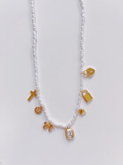 Gold Multi Cross Charm Necklace