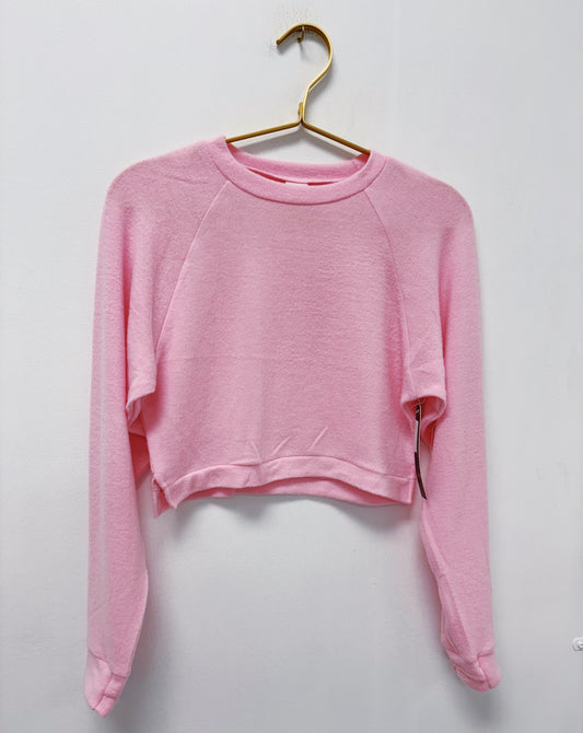Suzette Pink Cloud Crewneck Side Slit Sweatshirt
