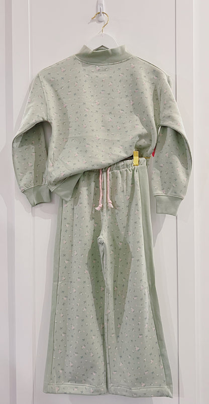Paper Flower Floral Print Pant Set