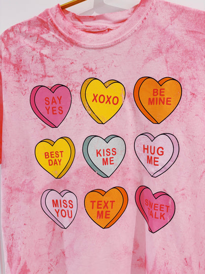 Distressed Conversation Hearts Graphic Tee