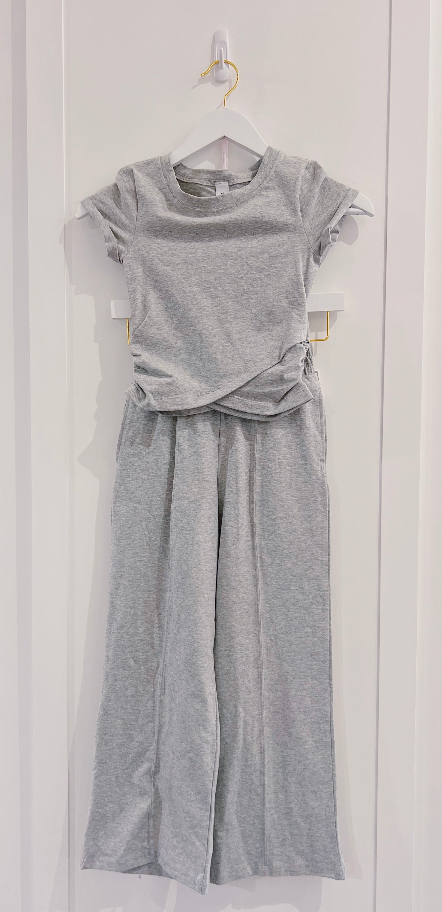 Light Heather Grey Jersey Pant Set