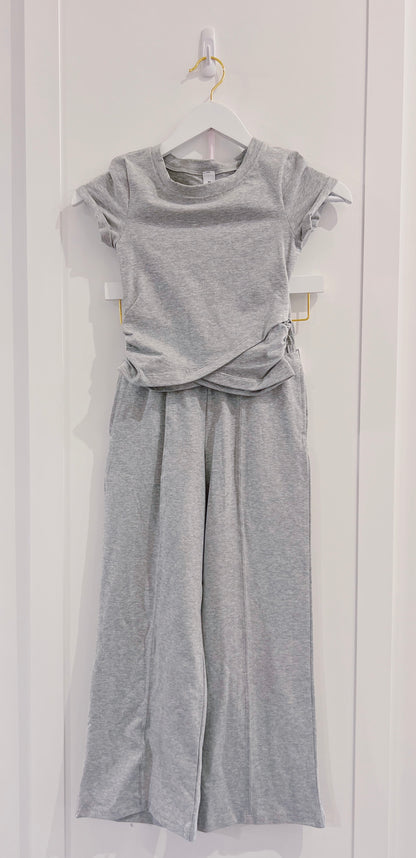 Light Heather Grey Jersey Pant Set