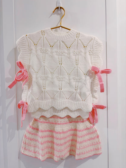 Pink Printed Sweater Skirt
